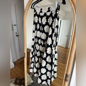 Paco Rabanne Black Maxi Skirt with White Daisy Print